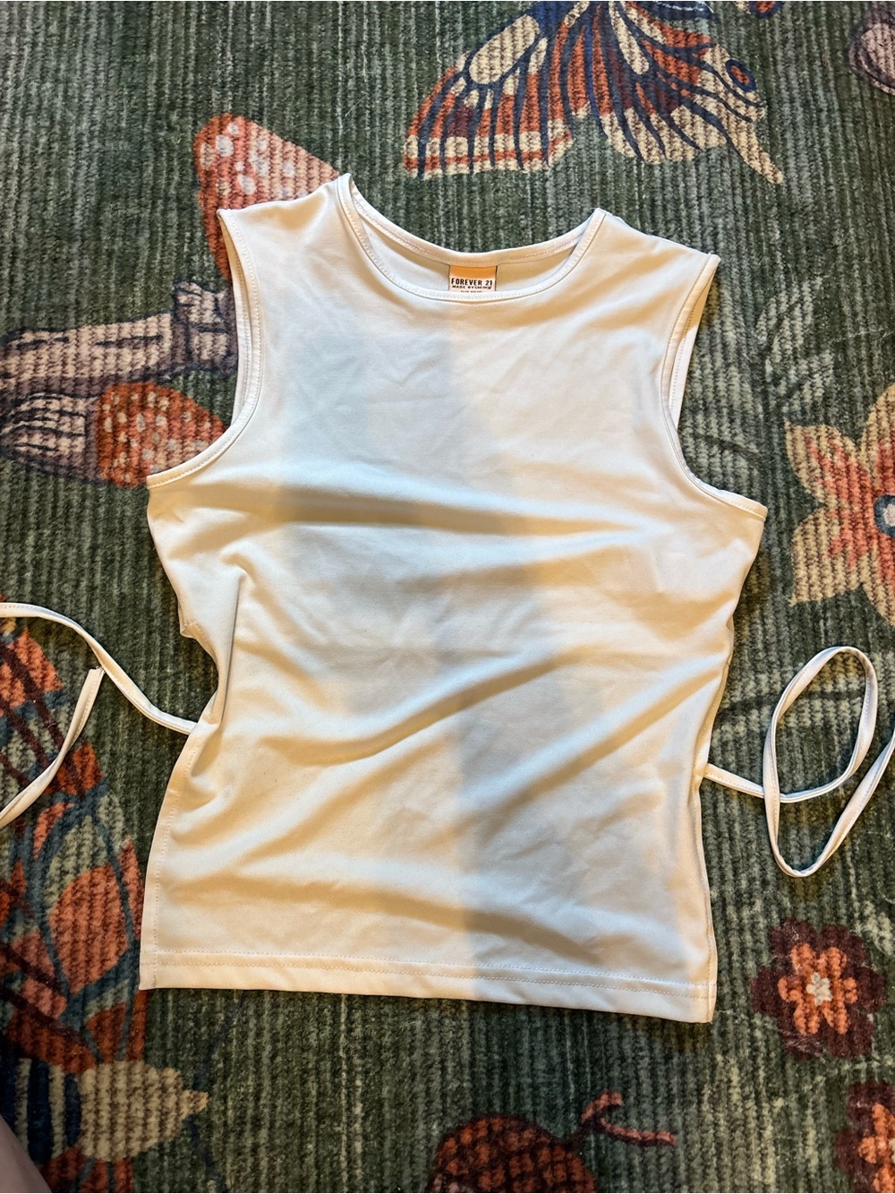 Forever 21 Cream Sleeveless Side-Tie Tank